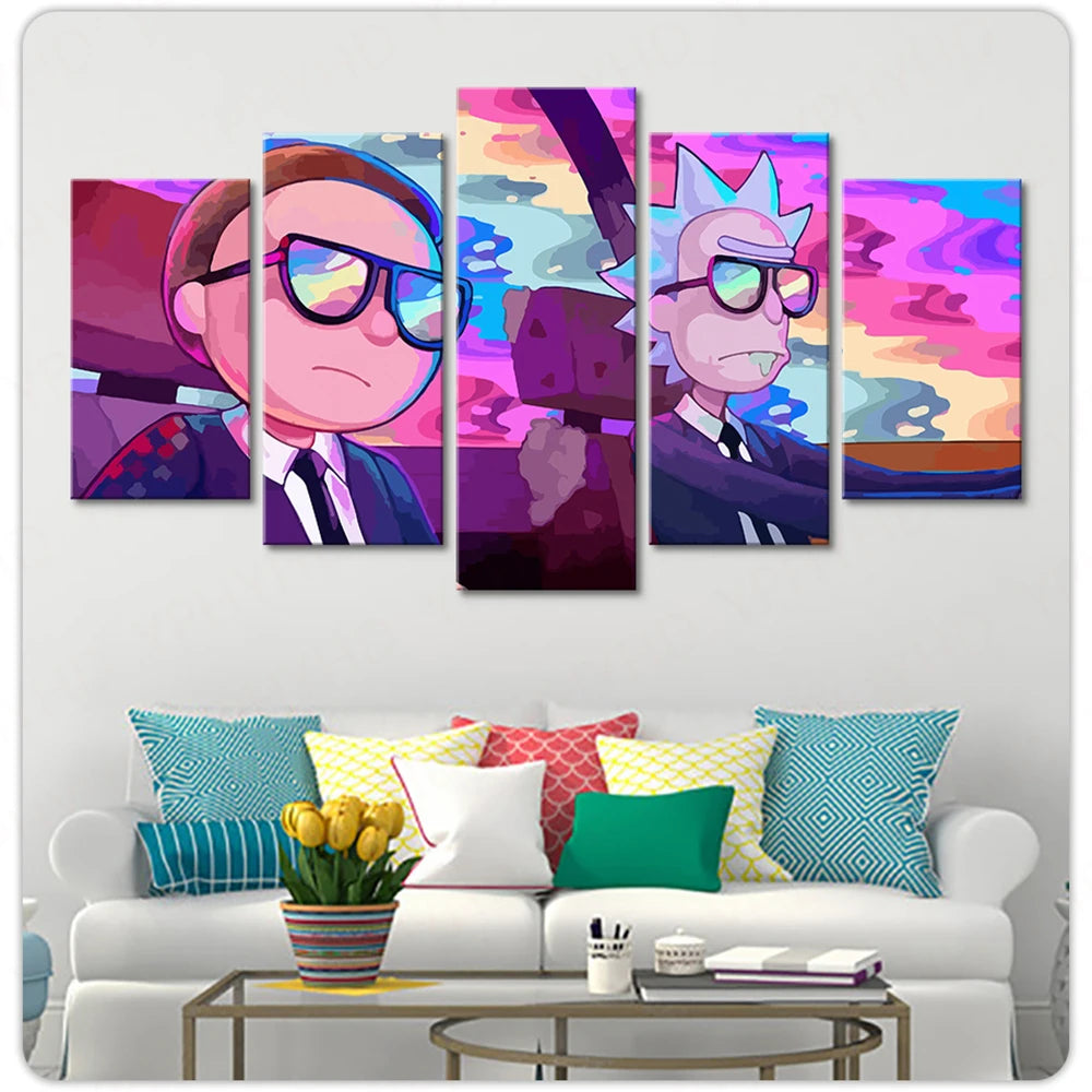 5 Piece Canvas Painting Anime Cartoon Wall Art