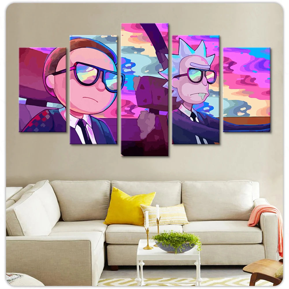5 Piece Canvas Painting Anime Cartoon Wall Art