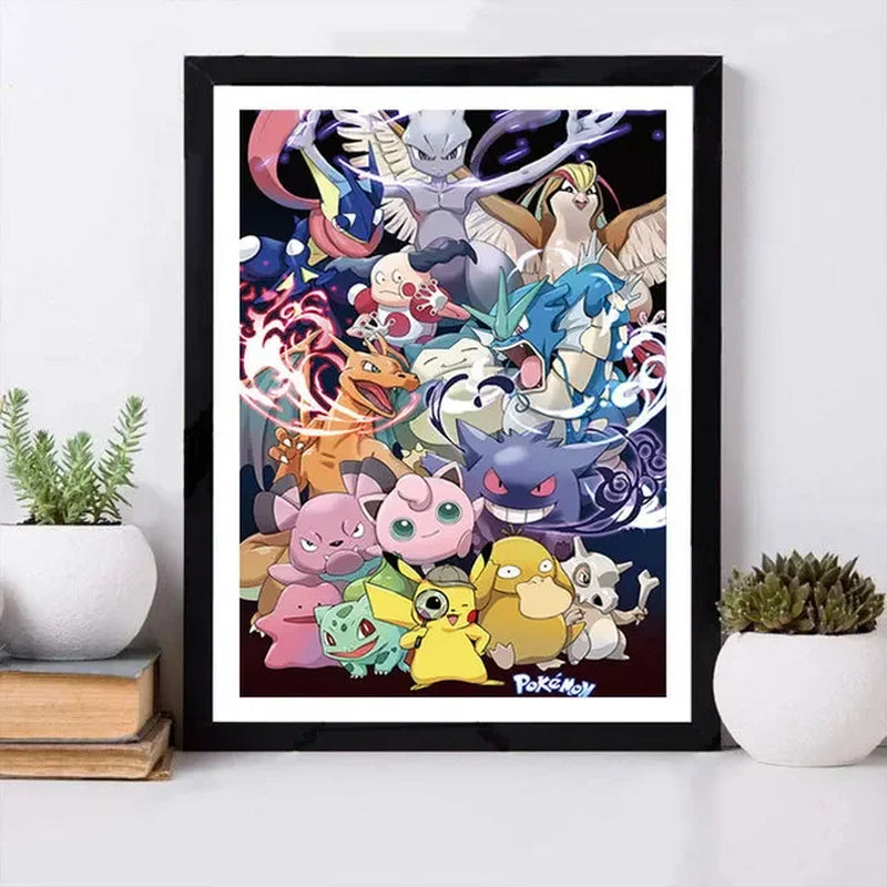Abstract Pokemon Eeveelutions Poster Eevee Umbreon Leafeon Canvas Painting Japanese Anime Wall Art Prints Living Room