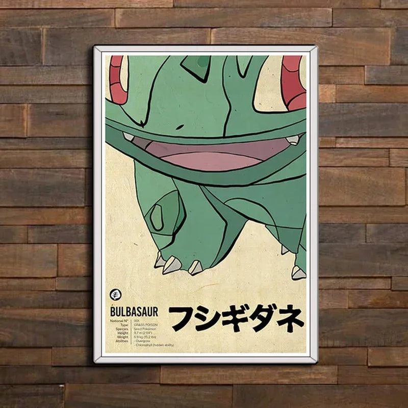 Abstract Pokemon Eeveelutions Poster Eevee Umbreon Leafeon Canvas Painting Japanese Anime Wall Art Prints Living Room