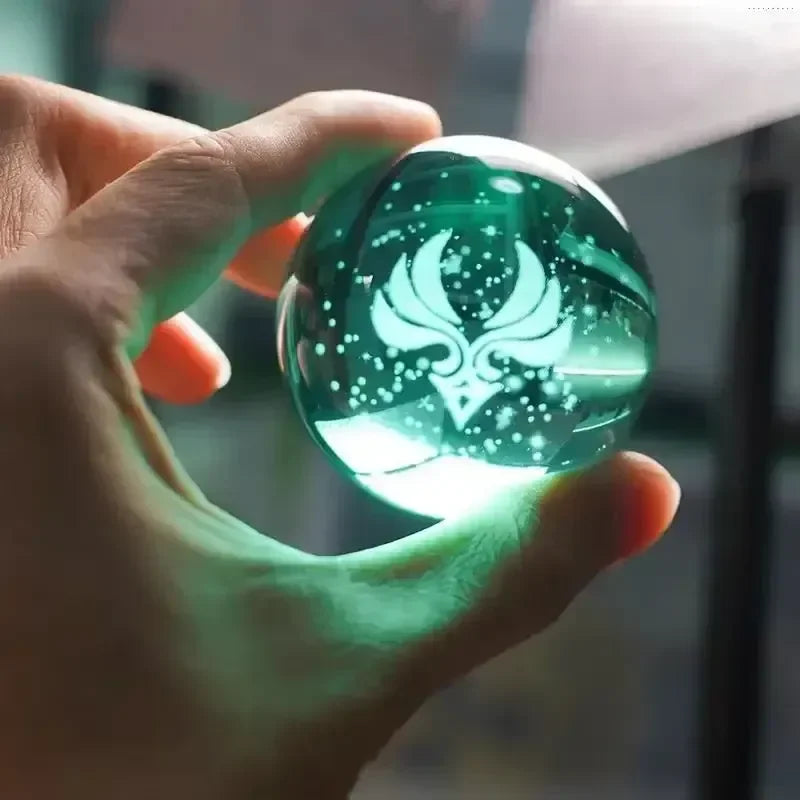 3D Carved Seven Elements Crystal Ball Set Light 