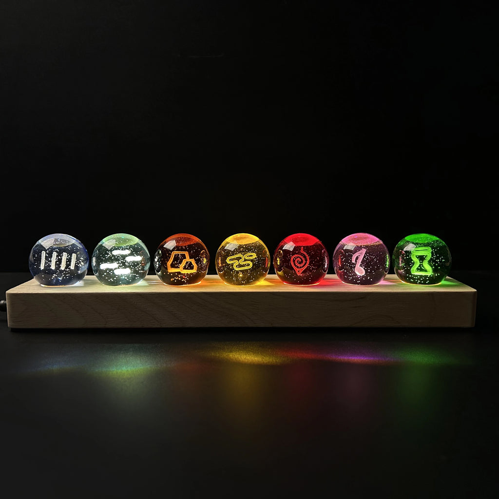 3D Carved Seven Elements Crystal Ball Set Light 