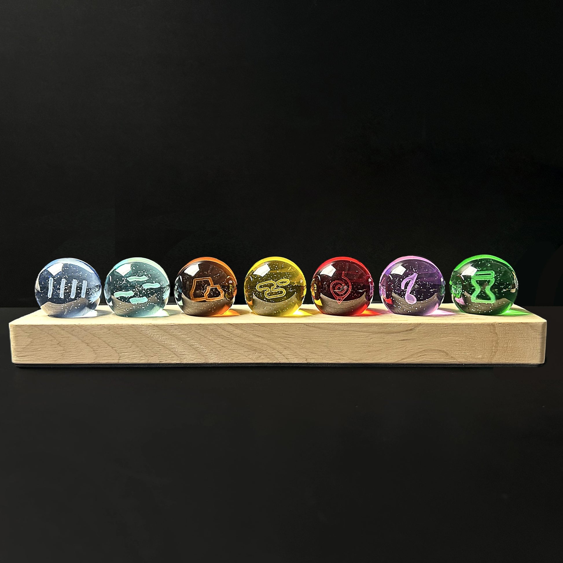 3D Carved Seven Elements Crystal Ball Set Light 