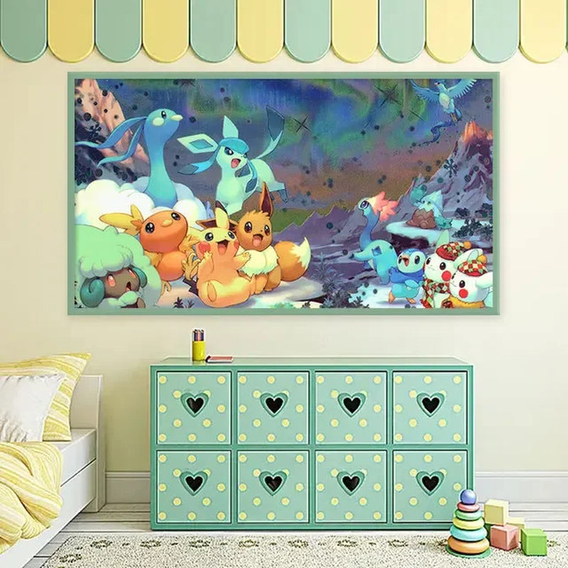 Abstract Pokemon Eeveelutions Poster Eevee Umbreon Leafeon Canvas Painting Japanese Anime Wall Art Prints Living Room