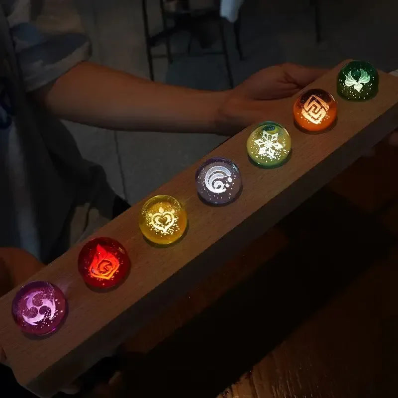 3D Carved Seven Elements Crystal Ball Set Light 